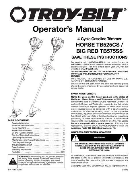 The purpose of safety symbols is to attract attention to possible dangers. . Troybilt tb32ec manual